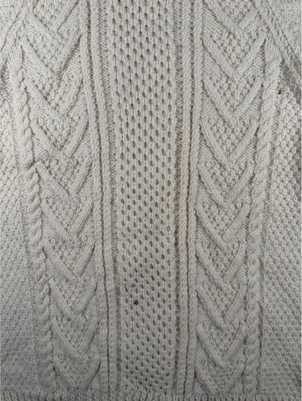 Aran Crafts Handknit 100% Pure Wool Irish Sweater Cream Cable Knit - Picture 7 of 7